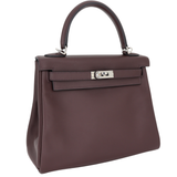 Hermès 25cm Kelly Retourne Rouge Sellier Swift Leather Palladium Hardware