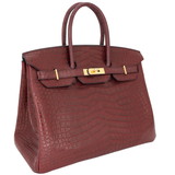 Hermès 35cm Birkin Bordeaux Matte Porosus Crocodile Gold Hardware