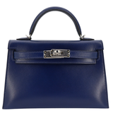 Hermès Kelly II Sellier Mini Bleu Saphir Box Calf Leather Palladium Hardware
