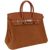 Hermès 25cm Birkin Grizzly Gold Suede/Swift Leather Palladium Hardware