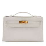 Hermès Kelly Pochette Blanc (White) Swift Leather Gold Hardware