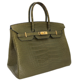 Hermès 35cm Birkin Vert Olive Matte Alligator Gold Hardware