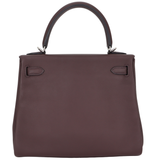 Hermès 25cm Kelly Retourne Rouge Sellier Swift Leather Palladium Hardware