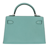 Hermès Kelly II Sellier Mini Verso Aqua/Cobalt Chèvre Leather Palladium Hardware