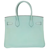 Hermès 30cm Birkin Aqua Chèvre Leather Palladium Hardware