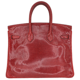 Hermès 25cm Birkin Rouge H Shiny Lizard Palladium Hardware