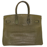 Hermès 35cm Birkin Vert Olive Matte Alligator Gold Hardware