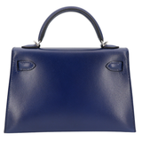 Hermès Kelly II Sellier Mini Bleu Saphir Box Calf Leather Palladium Hardware