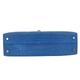 Hermès Kelly II Sellier Mini Bleu Zellige Matte Alligator Palladium Hardware