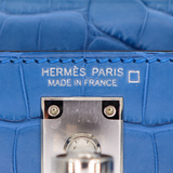 Hermès Kelly II Sellier Mini Bleu Zellige Matte Alligator Palladium Hardware