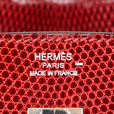 Hermès 25cm Birkin Rouge H Shiny Lizard Palladium Hardware