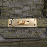 Hermès 35cm Birkin Vert Olive Matte Alligator Gold Hardware