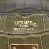 Hermès 35cm Birkin Vert Olive Matte Alligator Gold Hardware