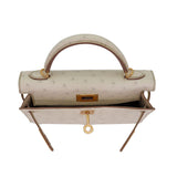 Hermès Kelly II Sellier Mini Beton Ostrich Gold Hardware