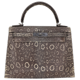 Hermès 28cm Kelly Sellier Ombre Lizard Palladium Hardware