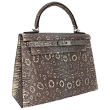 Hermès 28cm Kelly Sellier Ombre Lizard Palladium Hardware