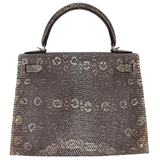 Hermès 28cm Kelly Sellier Ombre Lizard Palladium Hardware