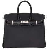 Hermès 25cm Birkin HSS Black Chèvre Leather Brushed Palladium Hardware