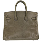 Hermès 25cm Birkin Vert Olive Lizard Palladium Hardware
