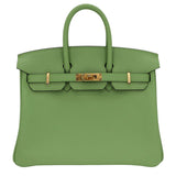 Hermès 25cm Birkin Vert Criquet Swift Leather Gold Hardware