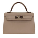 Hermès Kelly II Sellier Mini HSS Gris Tourterelle Chèvre Leather Permabrass Hardware