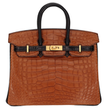 Hermès 25cm Birkin HSS Gold/Black Matte Alligator Brushed Gold Hardware