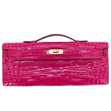 Hermès Kelly Cut Rose Scheherazade Shiny Niloticus Crocodile Gold Hardware