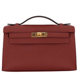 Hermès Kelly Pochette Rouge H Swift Leather Gold Hardware