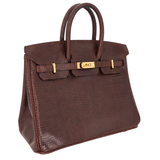 Hermès 25cm Birkin Ebene Shiny Lizard Gold Hardware