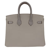 Hermès 25cm Birkin Touch Gris Perle Togo/Matte Alligator Gold Hardware