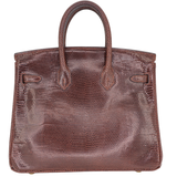 Hermès 25cm Birkin Ebene Shiny Lizard Gold Hardware