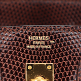 Hermès 25cm Birkin Ebene Shiny Lizard Gold Hardware