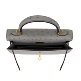 Hermès 25cm Kelly Sellier Bleu Glacier Ostrich Leather Gold Hardware