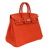 Hermès 25cm Birkin Orange Poppy Matte Alligator Gold Hardware