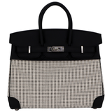 Hermès 25cm Birkin Quadrille Black Toile/Swift Leather Palladium Hardware