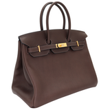 Hermès 35cm Birkin Ebene Barenia Faubourg Leather Gold Hardware