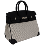 Hermès 25cm Birkin Quadrille Black Toile/Swift Leather Palladium Hardware
