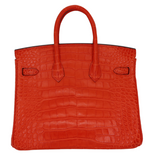 Hermès 25cm Birkin Orange Poppy Matte Alligator Gold Hardware