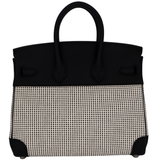 Hermès 25cm Birkin Quadrille Black Toile/Swift Leather Palladium Hardware