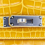Hermès 30cm Birkin Ambre Shiny Porosus Crocodile Palladium Hardware