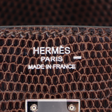Hermès 25cm Birkin Ebene Lizard Palladium Hardware