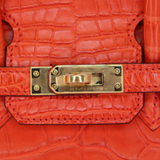 Hermès 25cm Birkin Orange Poppy Matte Alligator Gold Hardware