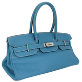 Hermès 42cm Birkin Shoulder JPG Bleu Jean Clemence Leather Palladium Hardware