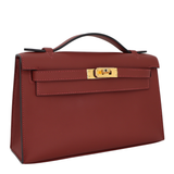 Hermès Kelly Pochette Rouge H Swift Leather Gold Hardware