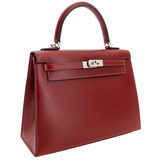 Hermès 25cm Kelly Sellier Rouge H Box Calf Leather Palladium Hardware
