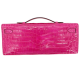 Hermès Kelly Cut Rose Scheherazade Shiny Niloticus Crocodile Gold Hardware