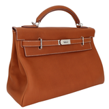 Hermès 42cm Kelly Maxi Fauve Barenia Leather Palladium Hardware