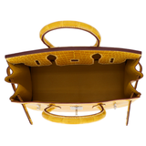 Hermès 30cm Birkin Ambre Shiny Porosus Crocodile Palladium Hardware