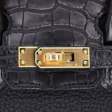 Hermès 25cm Birkin Touch Black Matte Alligator/Togo Leather Gold Hardware