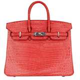 Hermès 25cm Birkin Bougainvillea Matte Niloticus Crocodile Palladium Hardware